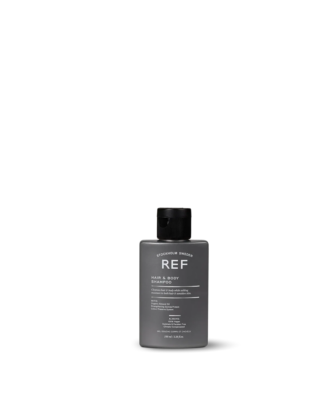 REF Hair & Body Shampoo bottle, front shot