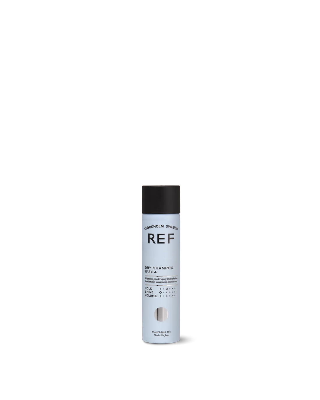REF Stockholm Dry Shampoo N°204 (75ml travel size) — official front bottle shot from refstockholm.com product page