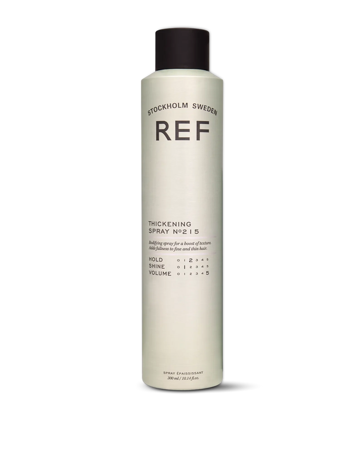 Official REF Stockholm front pack shot of Thickening Spray N°215 (300ml) on white background, from the refstockholm.com product page.