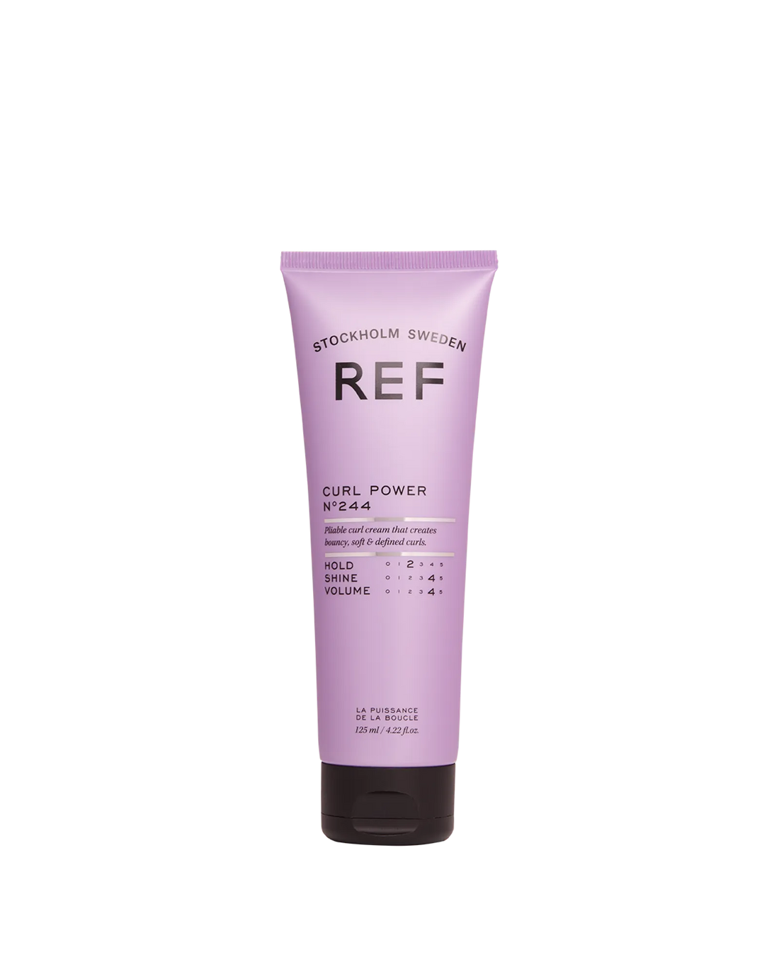 REF Stockholm Curl Power N°244 — official front pack shot of the 125ml lavender tube (main product image)