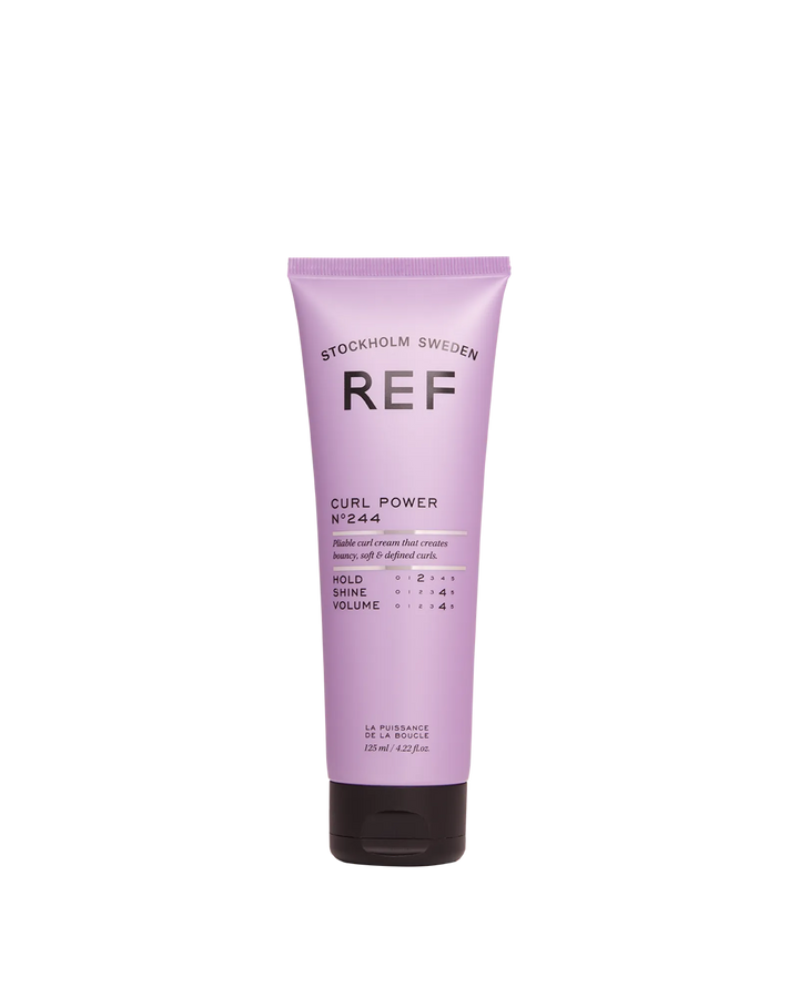 REF Stockholm Curl Power N°244 — official front pack shot of the 125ml lavender tube (main product image)