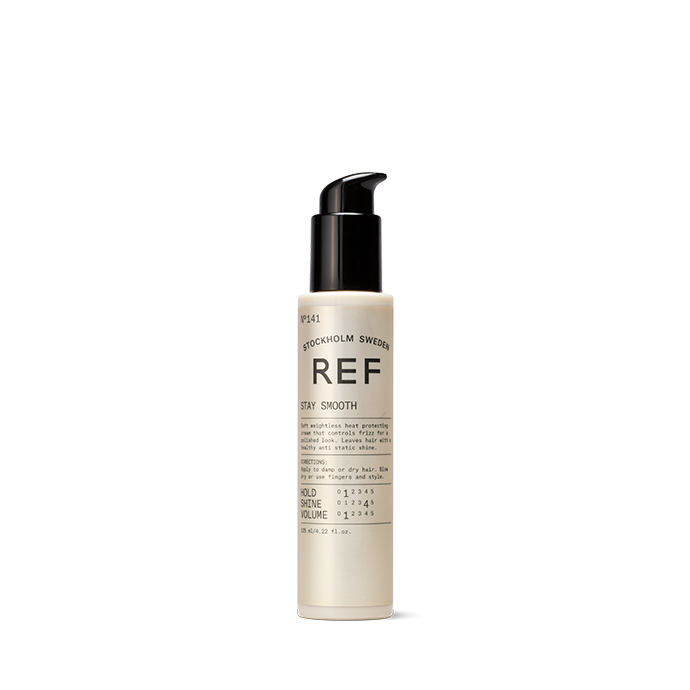 Official REF Stockholm front pack shot of Stay Smooth N°141 (125ml pump bottle) on white background — archived from refstockholm.com's product imagery (2021 photoshoot).
