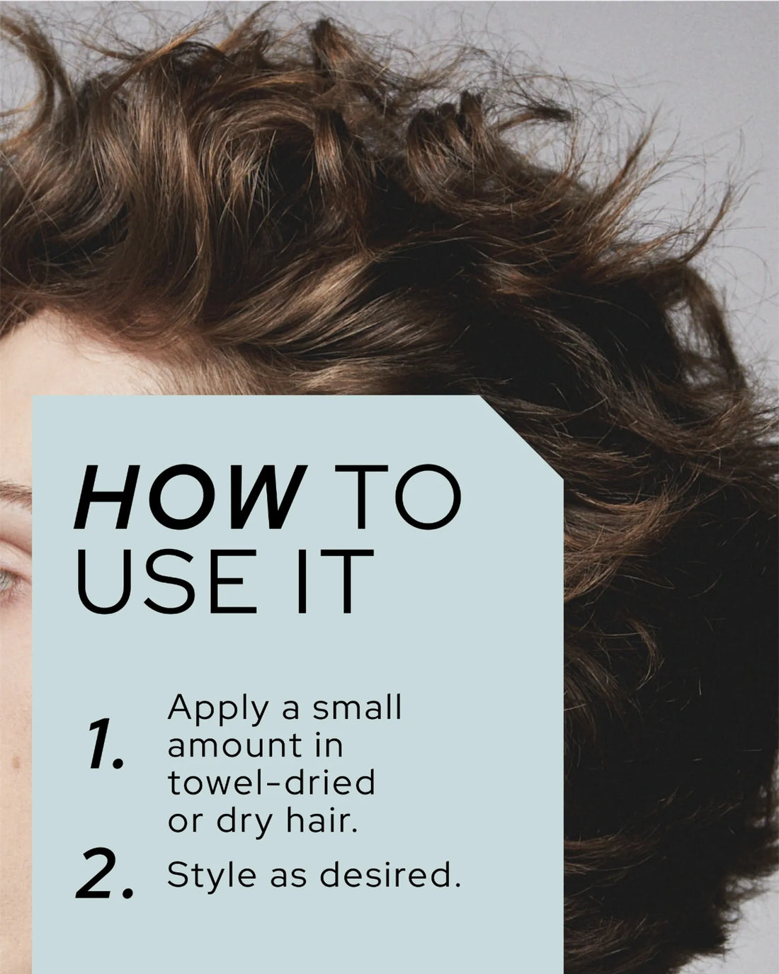 Official REF Stockholm lifestyle/in-use shot of Dry Shampoo Paste N°205 - tousled textured hair with 'HOW TO USE IT' application instructions overlay. Source: refstockholm.com official product page.