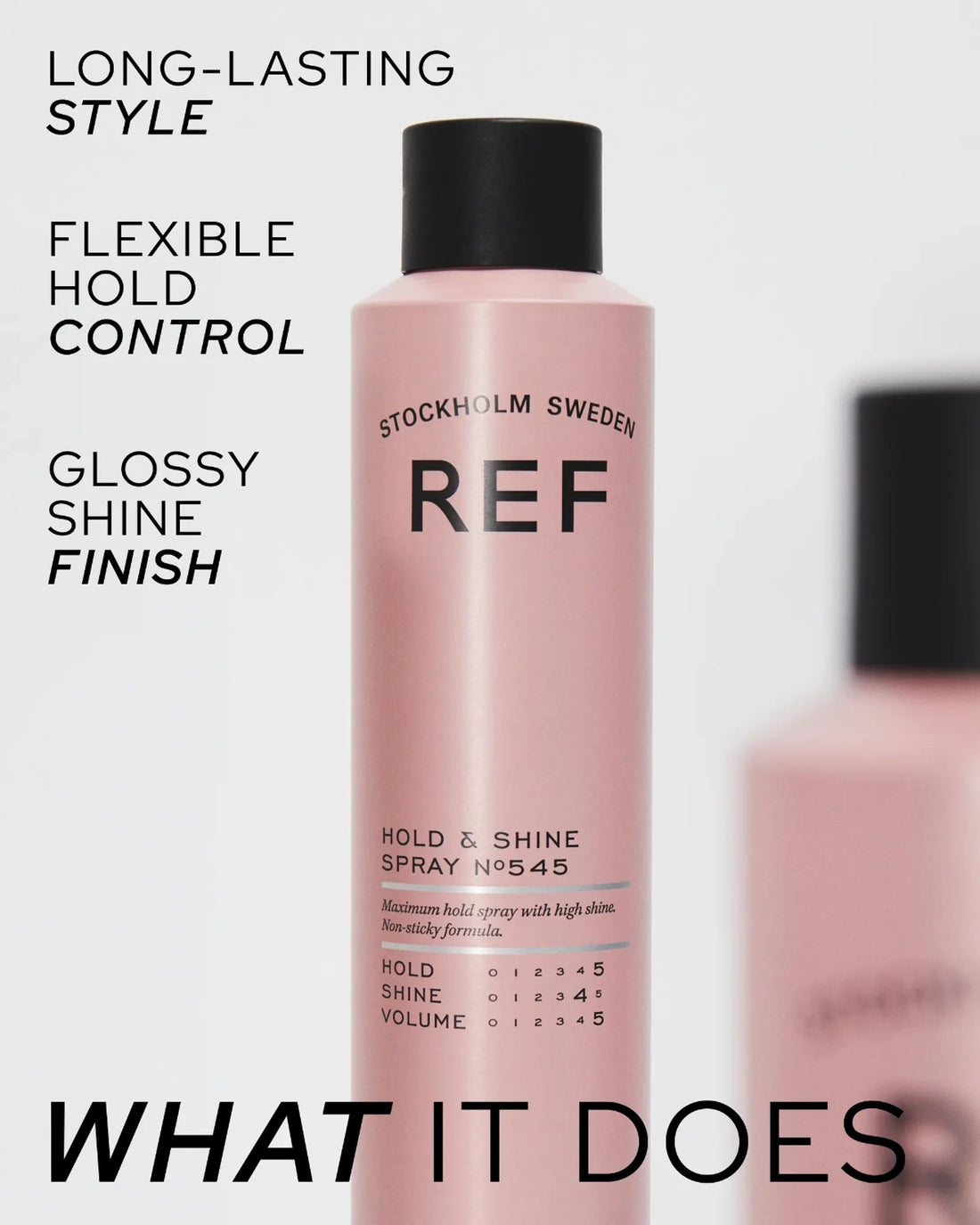 Alternate/lifestyle-style shot of REF Stockholm Hold & Shine Spray N°545, official gallery image from refstockholm.com