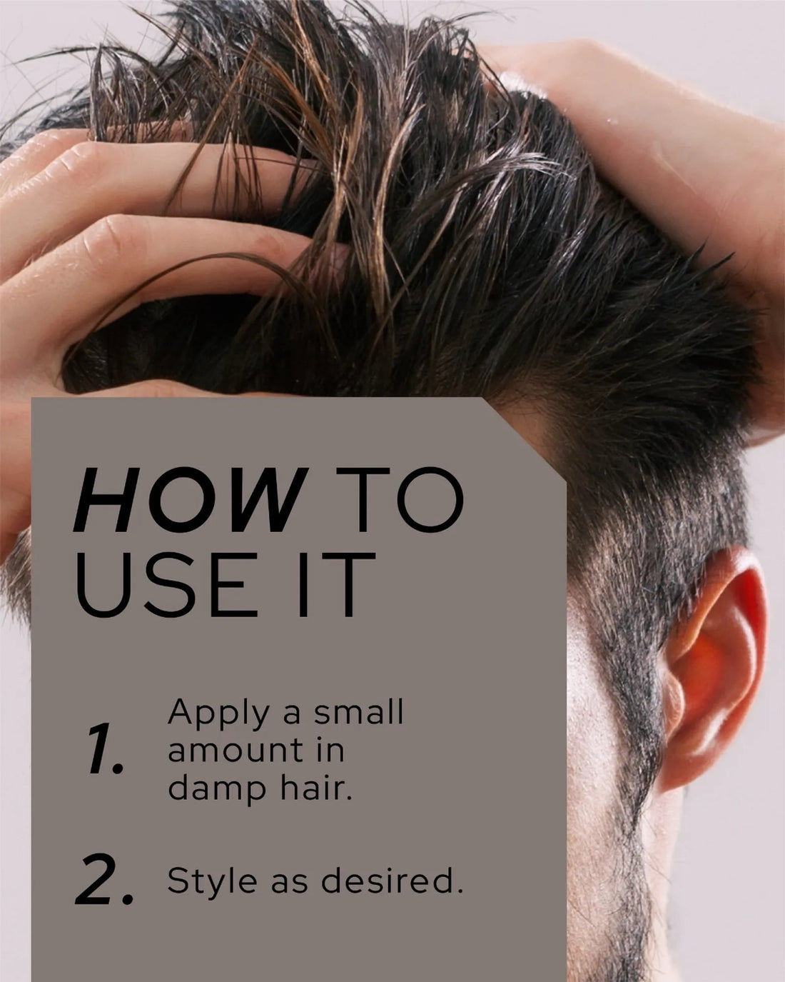 REF Stockholm Rough Paste N°404 — official lifestyle/in-use shot, 'How To Use It', model applying the paste to damp hair