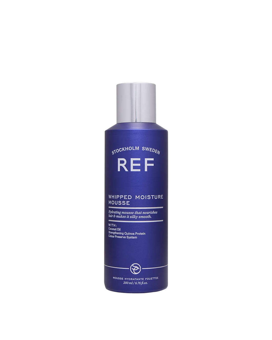 REF Stockholm Whipped Moisture Mousse (200ml) — official front bottle/pack shot on white background, from refstockholm.com's product listing.
