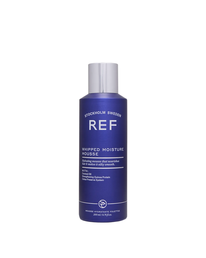 REF Stockholm Whipped Moisture Mousse (200ml) — official front bottle/pack shot on white background, from refstockholm.com's product listing.